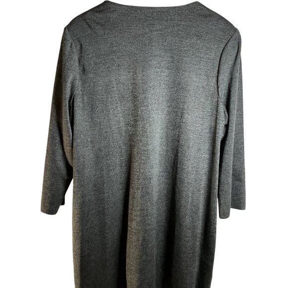 Misook Knit Jacket Duster Sz 0X Gray Long Open-Front Grommet Eyelet Details - Picture 6 of 10